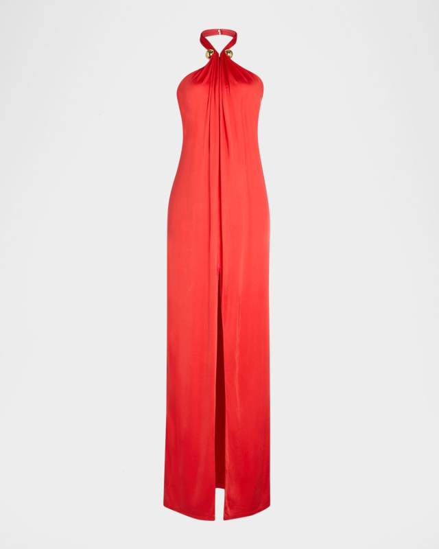 Becs Satin Halter Gown